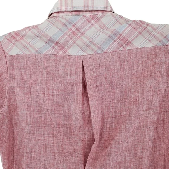 Vtg 60s Shirt Men S 14 14.5 Button Up SS Solid Plaid Western H.I.S. 2 Pocket - Picture 6 of 13